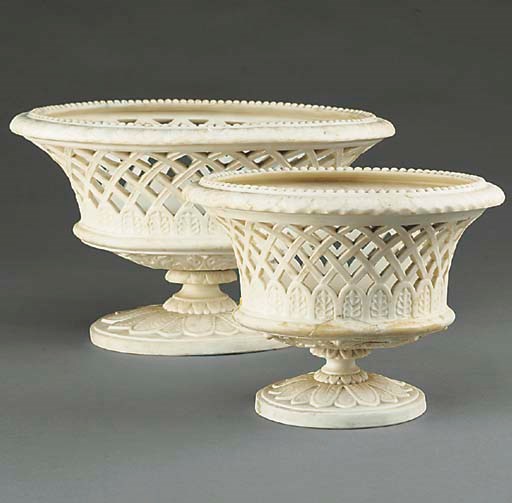 TWO COPELAND PARIAN BASKETS FROM A GARNITURE