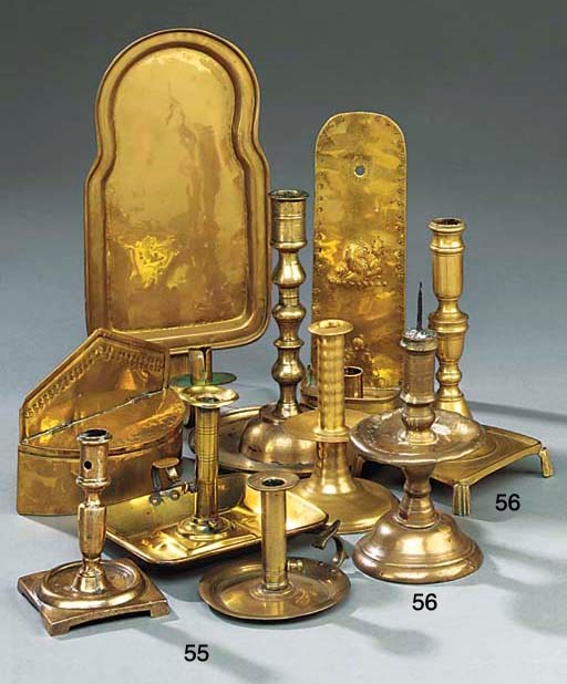 An English brass trumpet base candlestick