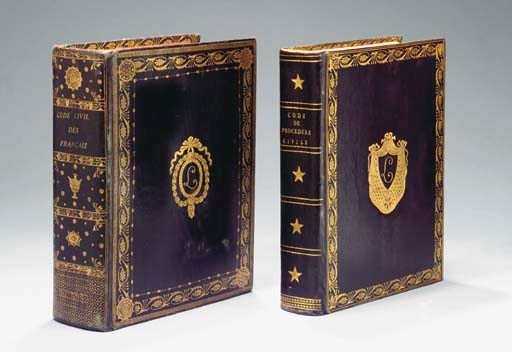 Code civil des français. Édition originale et seule officielle. -Code de procédure civile. Édition originale et seule officielle. Paris: Imprimerie de la République, par les soins de J.J. Marcel, directeur de l'Imprimerie de la République, 1804 et 1806.