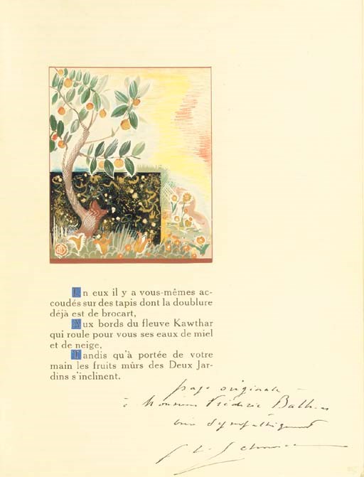 MARDRUS, Joseph Charles Victor. Le paradis musulman selon le texte et la traduction du Dr J.-C. Mardrus. Paris: F.L. Schmied, 1930.