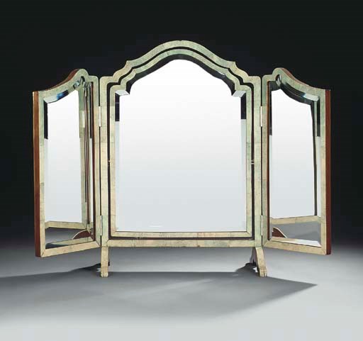 A SHAGREEN VENEERED MAHOGANY TOILET MIRROR