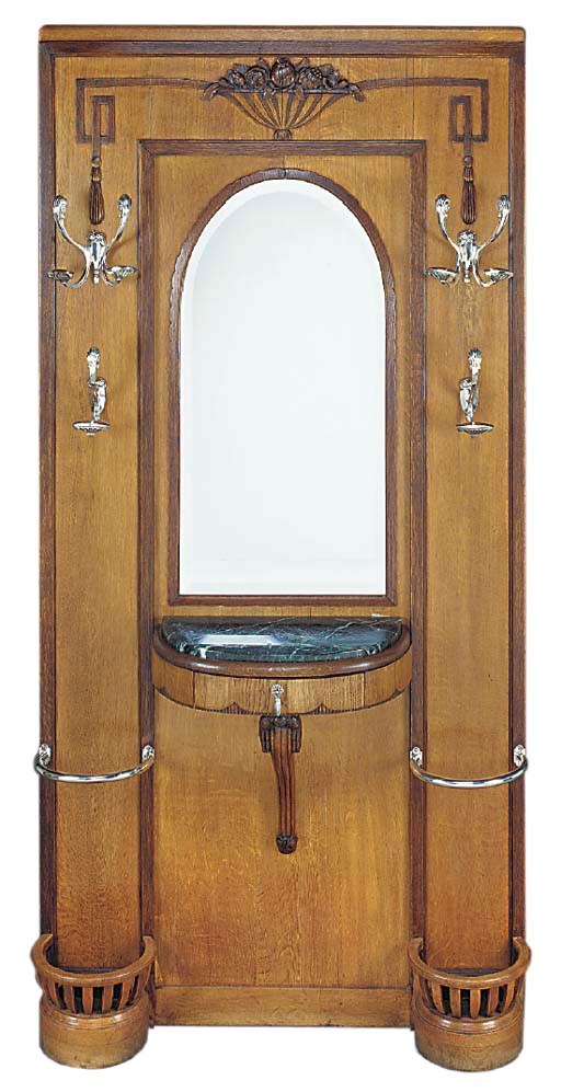 AN OAK ART DECO HALL STAND