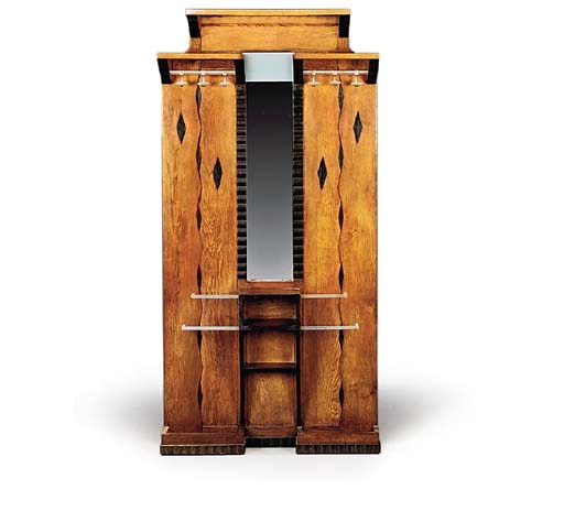 AN OAK ART DECO HALL STAND