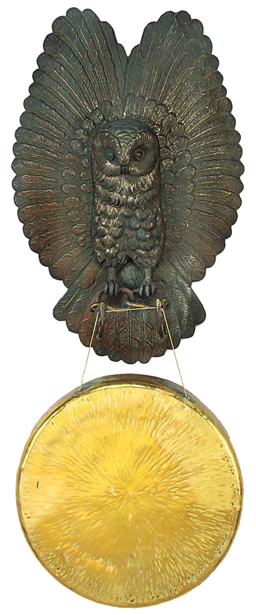 A SILVERED BRASS WALL GONG