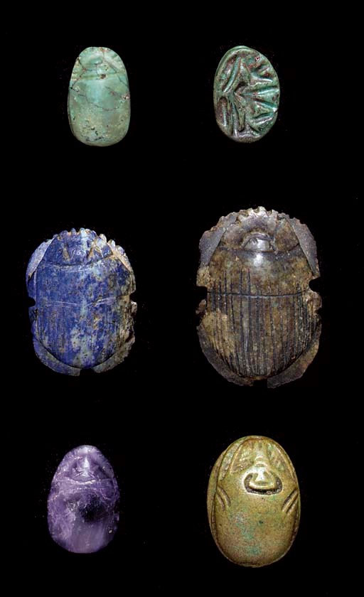 SIX EGYPTIAN SCARABS