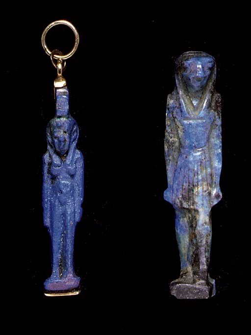 TWO EGYPTIAN LAPIS LAZULI AMULETS