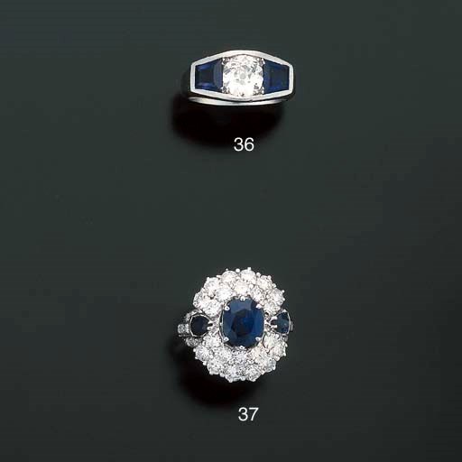 BAGUE SAPHIRS SYNTHETIQUES ET DIAMANT
