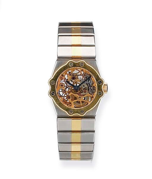 MONTRE BRACELET DE DAME OR ET ACIER, PAR CHOPARD