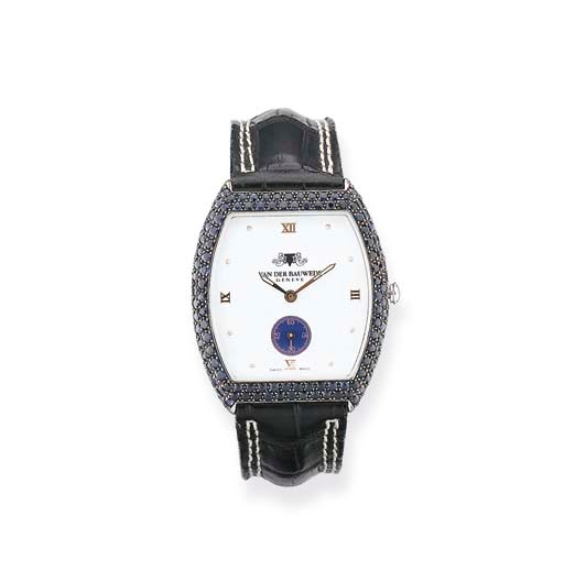MONTRE BRACELET D'HOMME ARGENT ET SAPHIRS, PAR VAN DER BAUWEDE