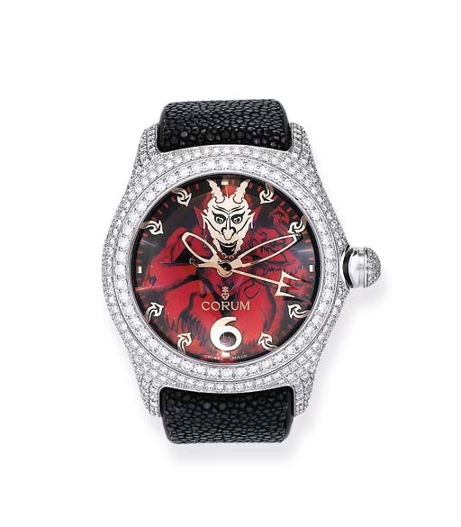 MONTRE BRACELET D'HOMME "BUBBLE LUCIFER" EN OR GRIS ET DIAMANTS, PAR CORUM