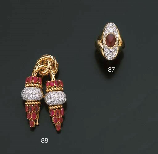 CLIP RUBIS ET DIAMANTS