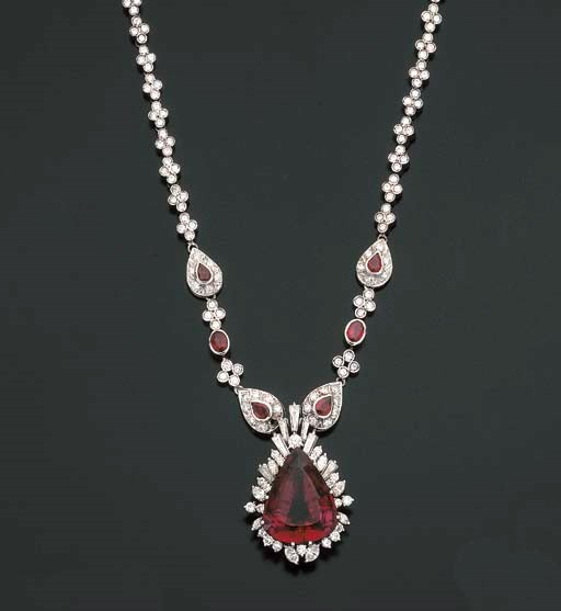 COLLIER RUBELLITE, RUBIS ET DIAMANTS