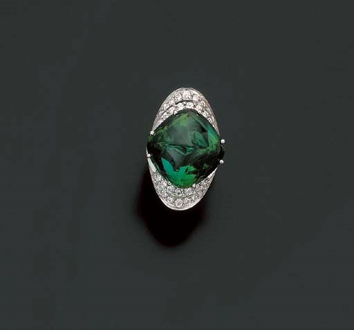 BAGUE TOURMALINE ET DIAMANTS