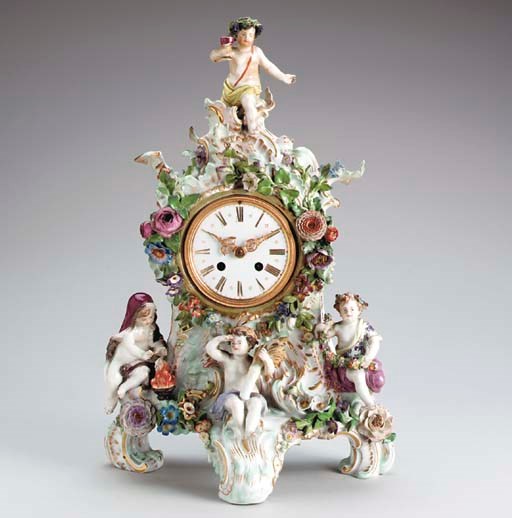 A MEISSEN CLOCK,