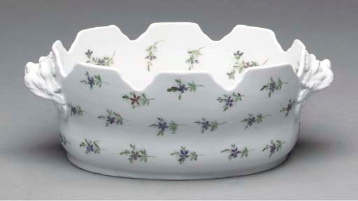 A PARIS LOCRE PORCELAIN TWO-HANDLED GLASS COOLER,