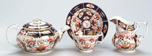 A DERBY (STEVENSON & HANCOCK) IMARI PART TEA SERVICE,