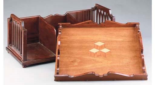 A VICTORIAN INLAID MAHOGANY TRAY,