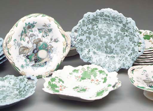 A WILLIAM RIDGWAY & CO. BLUE EARTHENWARE PART DESSERT SERVICE,