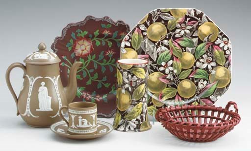 AN ASSORTED GROUP OF STAFFORDSHIRE DESSERT WARES AND COFFEE WARES,