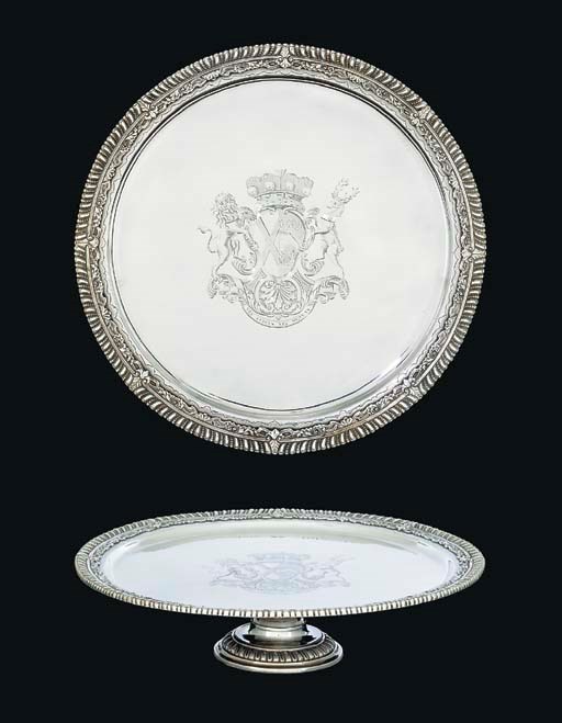 A pair of George II silver salvers