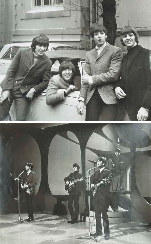 TWO LARGE BEATLES PHOTOGRAPHS BY DEZO HOFFMANN