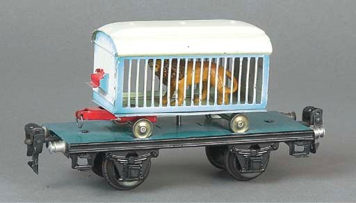 A Märklin two-axle 16.5cm. 1983T special load wagon with wheeled circus lion cage