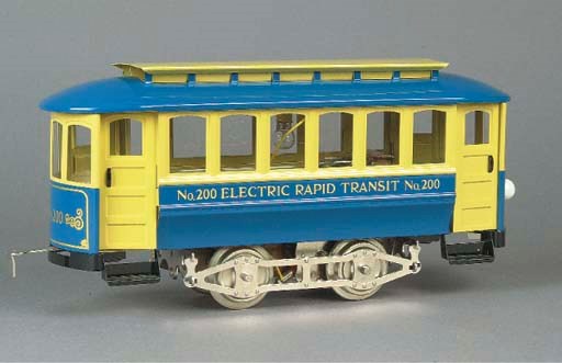 A modern Lionel Classics Standard Gauge 'No. 200 Electric Rapid Transit' Trolley Car