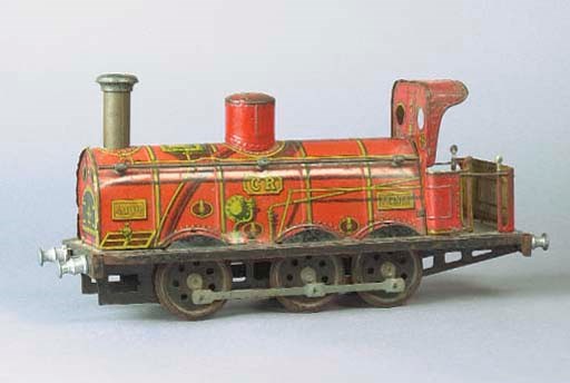 A Rossignol clockwork floor toy three-axle locomotive