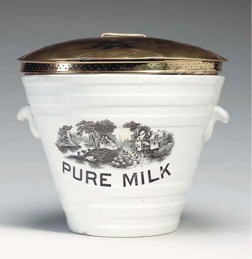AN STAFFORDSHIRE TRANSFER DECORATED TWO-HANDLED BUCKET,