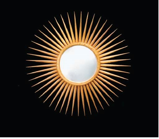 THREE ASSORTED GILTWOOD SUNBURST MIRRORS,