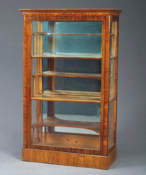 A BIEDERMEIER FRUITWOOD VITRINE CABINET,
