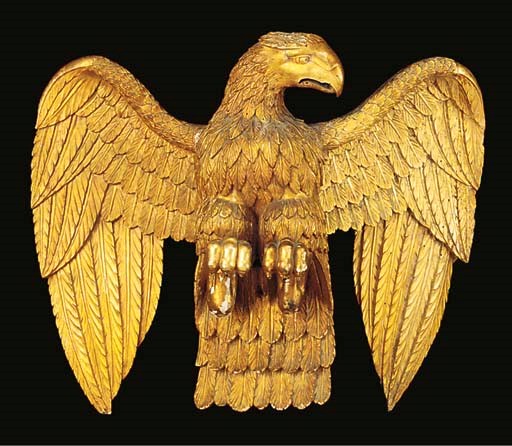 A GILTWOOD EAGLE CRESTING