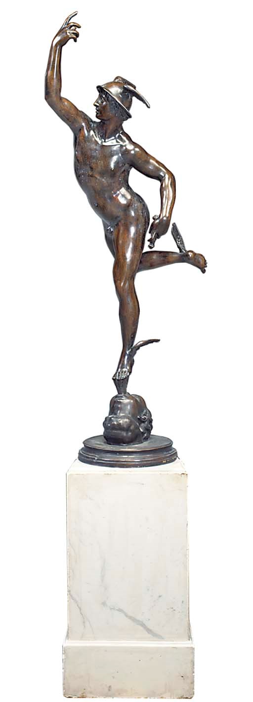 A BRONZE FIGURE OF MERCURY