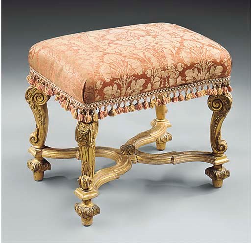 A GILTWOOD STOOL