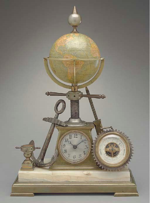An attractive late 19th-Century French timepiece/barometer set