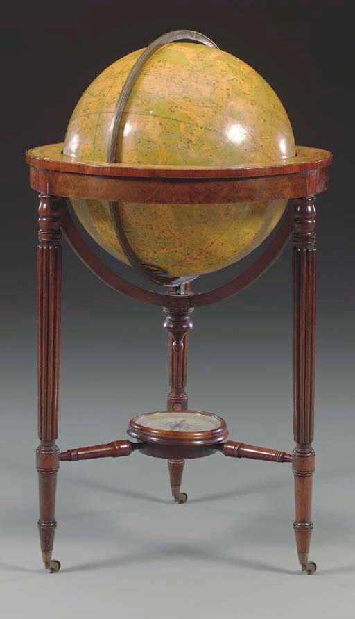 An early 19th century English 21-inch diameter celestial library globe