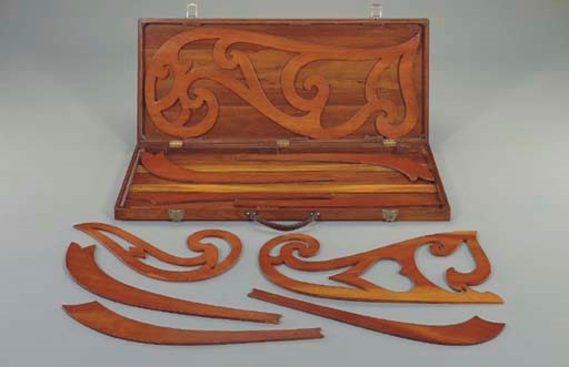 A fine and unusual set of mahogany French curves