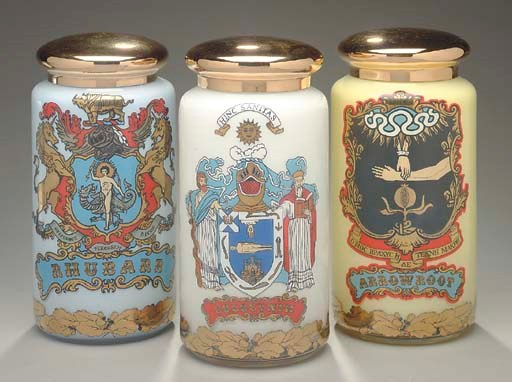 Three 20th-Century limited edition reproduction pharmacist's specie jars