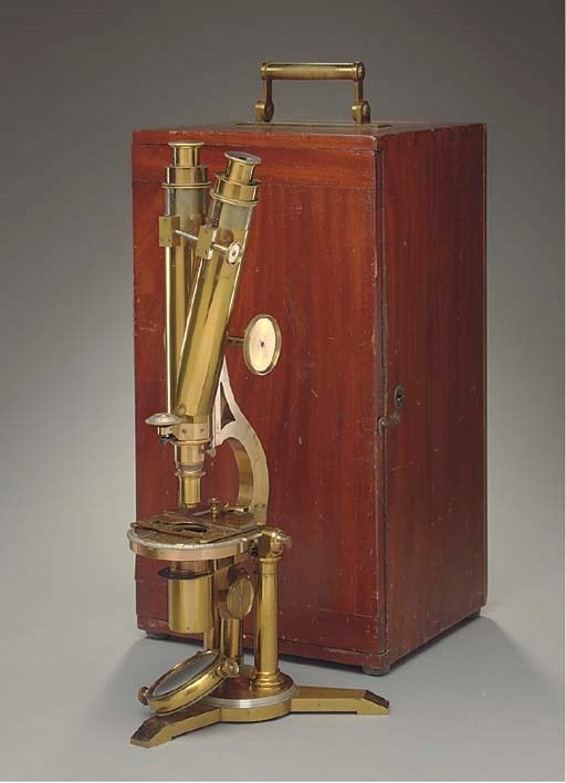 A fine and rare 19th-Century "Grand American" lacquered-brass compound monocular microscope