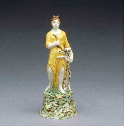 A PRATT EARTHENWARE FIGURE OF DIANA,