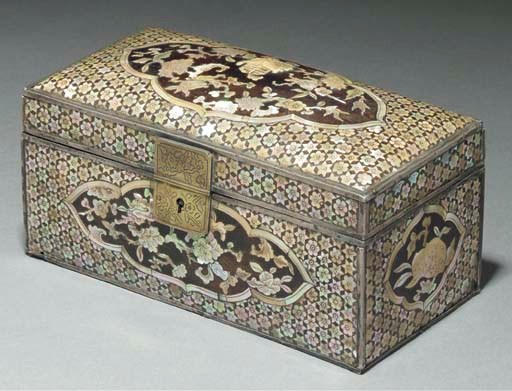 A Korean mother-of-pearl inlaid box and cover, Choson Dynasty