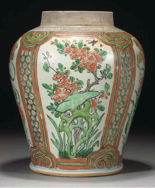 A wucai baluster jar, Transitional Period