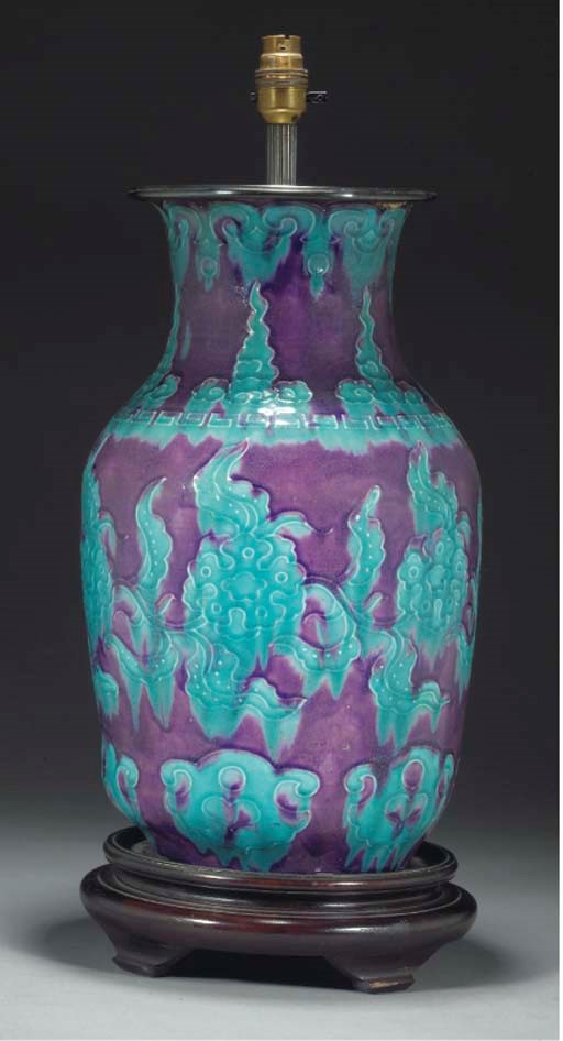 A Fahua glazed baluster vase, 19th century