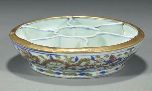 A wucai sweet meat dish, Wanli six character mark and of the Period