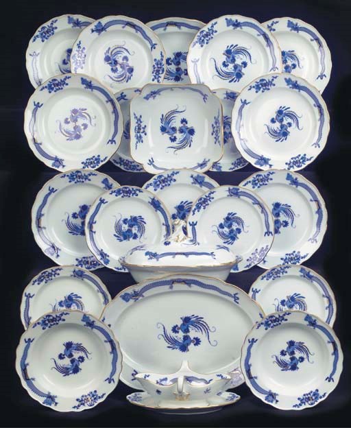 A Meissen porcelain Blue Dragon part dinner service
