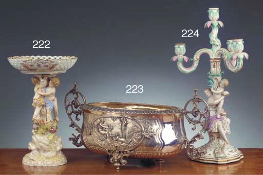 A modern parcel-gilt and silver oval jardiniere