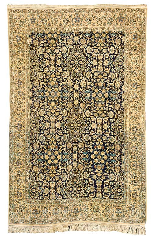 A fine part silk Nain large rug
