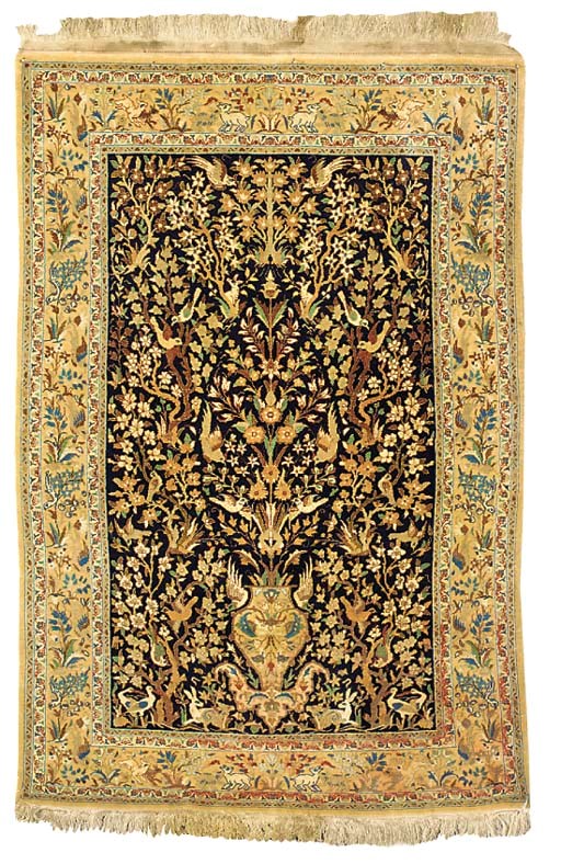 A fine part silk Nain rug