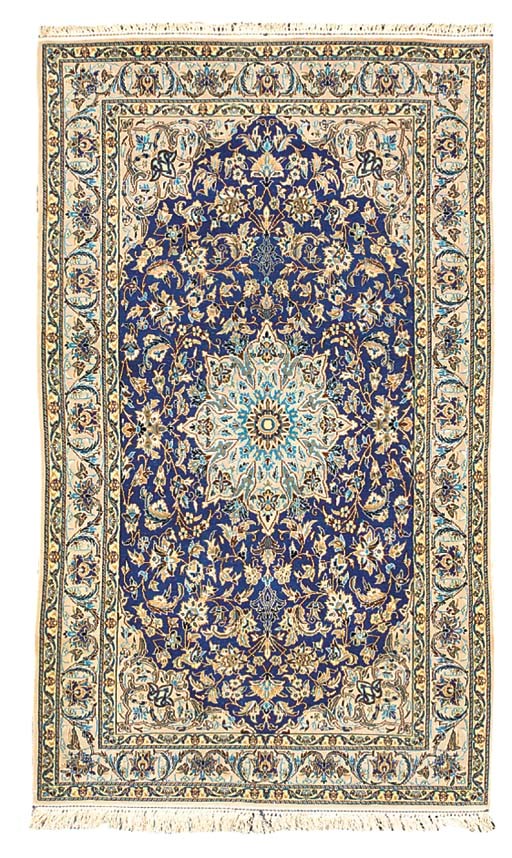 A fine part silk Nain rug