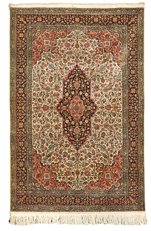 A very fine silk Qum rug
